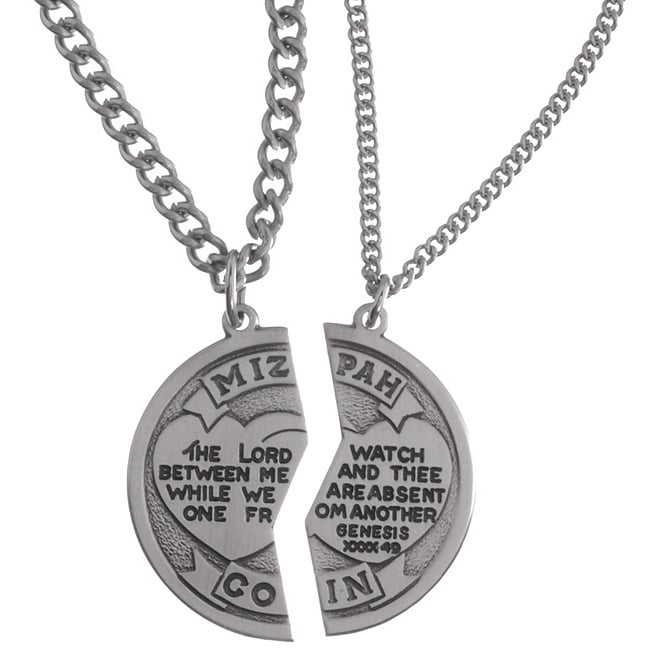 Sterling Silver Mizpah Coin Medal with Two Chains  