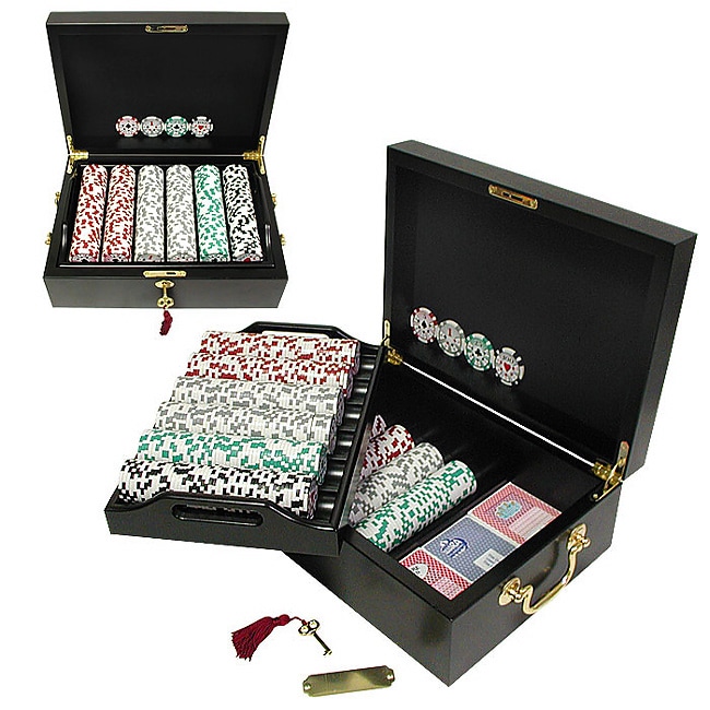 High Roller 500 Chip Poker Set with Mahogany Case  