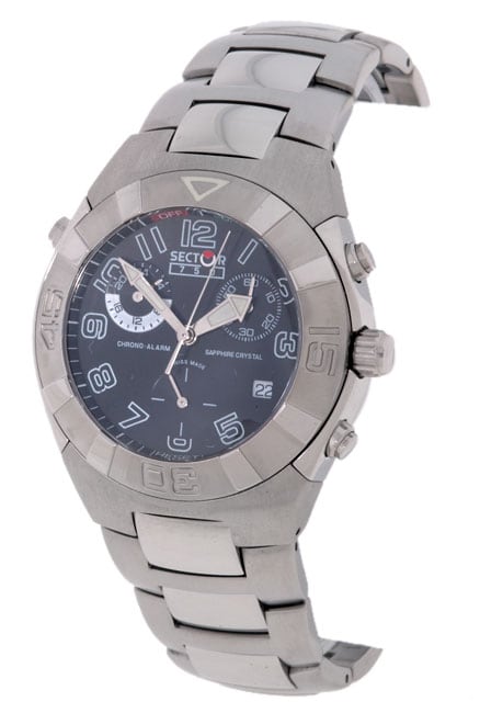   750 Mens Black Dial Stainless Chronograph Watch  