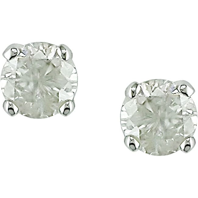 Miadora 14k Gold 1/4ct TDW Round Diamond Solitaire Screw Back Earrings