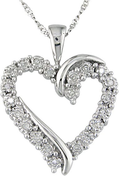 10k White Gold 1/10ct Diamond Heart Pendant  