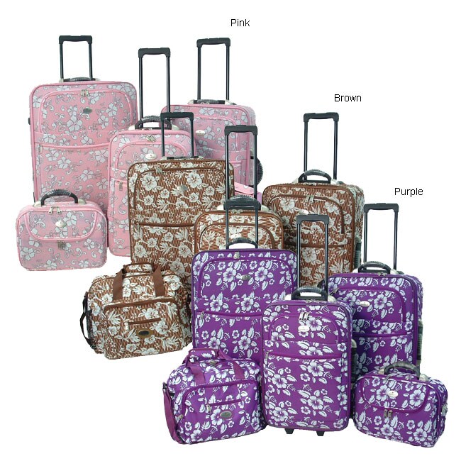 Hawaiian Print 4-piece Luggage Set with Free Tote - 10160798 ...