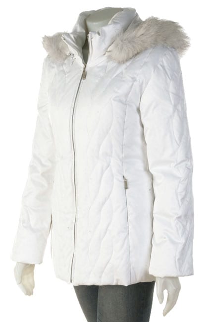 Donatella White Down Stadium w/Fox Fur Trim Hood Coat  