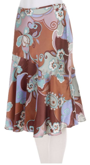 ITW by Claude Brown Frosted Garden Print Asymmetrical Skirt 
