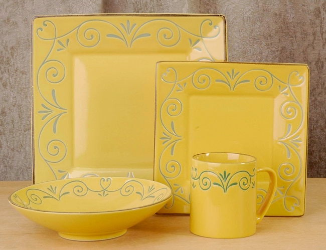 Mikasa Tuscan Scroll Yellow 16 pc Dinnerware Set