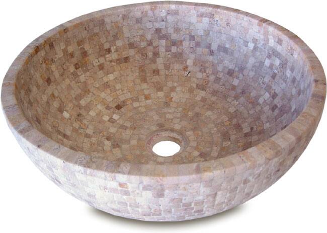 Fontaine Mosaic Travertine Cubes Bathroom Vessel Sink