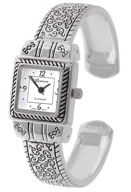 Geneva Platinum Braided Square Bangle Watch  