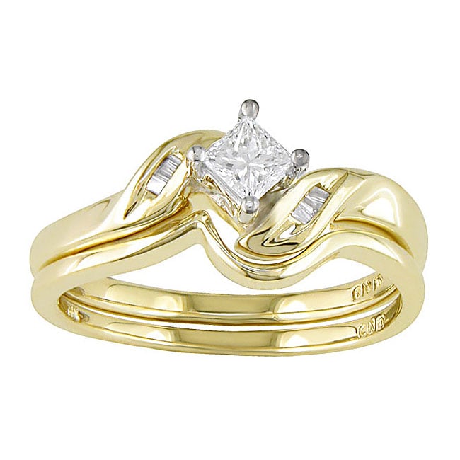 14k Yellow Gold 1/4 ct TDW Diamond Bridal Ring Set (G I, I1 I2 