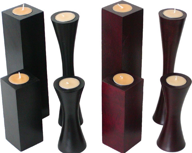 Mango Wood Candleholder Set (Thailand)  