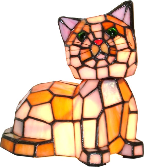 Tiffany style Bobble Head Cat Lamp  