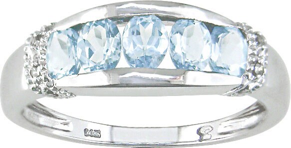 14 kt. White Gold Diamond Aquamarine Ring  