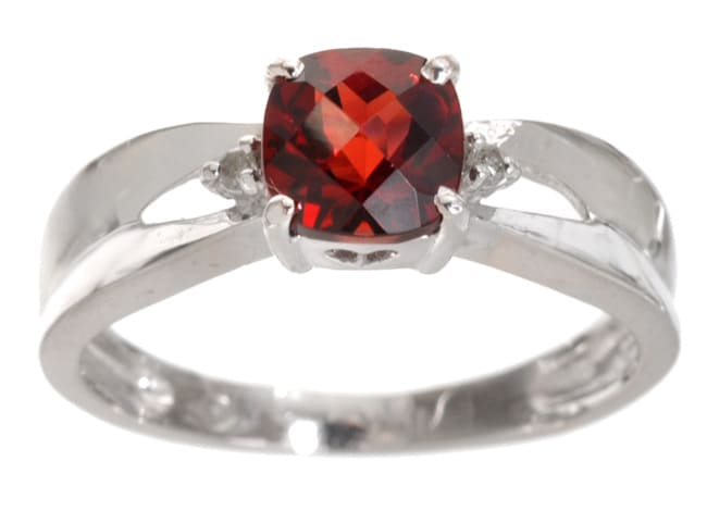 10k White Gold Diamond Garnet Ring  