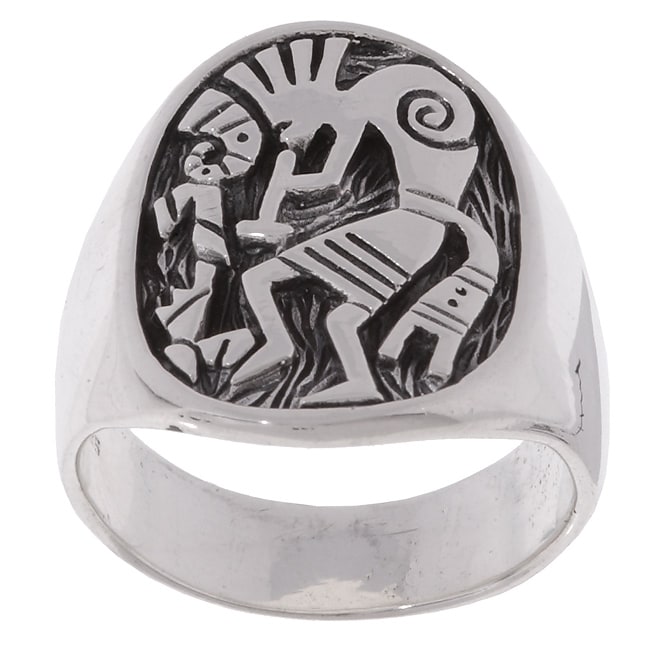 Sterling Silver Tribal Kokopelli Design Ring  