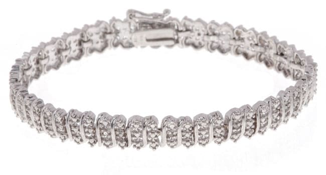   Silver 1/8ct TW Diamond Tennis Bracelet (I J, I3)  