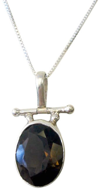 Sterling Silver Elegant Mystique Smoky Quartz Necklace (India 