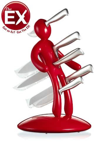 The Ex 5pc Knife Set with Unique Red Holder designed by Raffaele Iannello