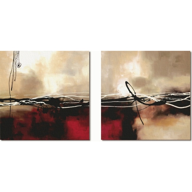   Maitland Symphony in Red and Khaki Canvas Art   Set  