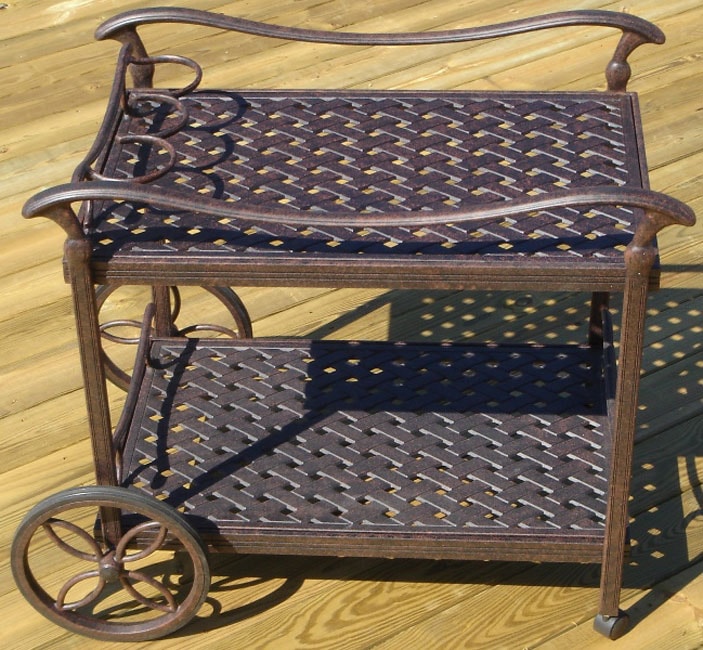 Bronze Cast Aluminum Rolling Tea Cart  