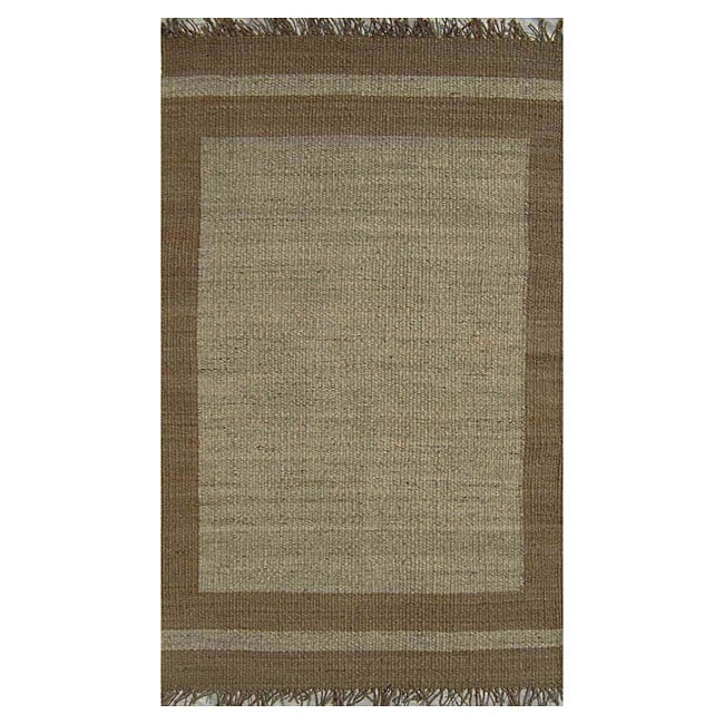 Hand woven Border Natural/ Bleached Jut Rug (8 X 106) (BeigePattern borderMeasures 0.75 inch thickTip We recommend the use of a non skid pad to keep the rug in place on smooth surfaces.All rug sizes are approximate. Due to the difference of monitor colo