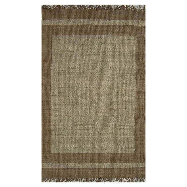 Hand-woven Border Natural/ Bleached Jut Rug (8' x 10'6) - 8' x 10'6"