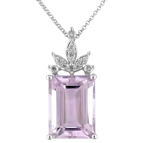 14k Gold Diamond and Rose de France Pendant