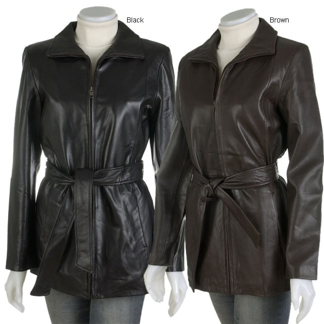 Prague Contemporary Belted Lamb Leather Jacket  
