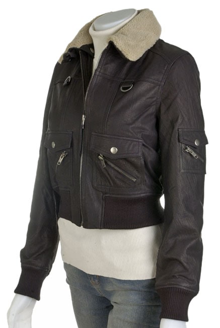 Prague Black Washed Leather Bomber Jacket  