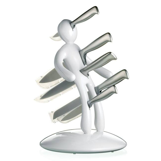 The Ex 5pc Knife Set with Unique White Holder by Raffaele Iannello