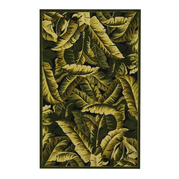 Hand hooked Tropical Banana Leaf Wool Rug (5 x 8)  