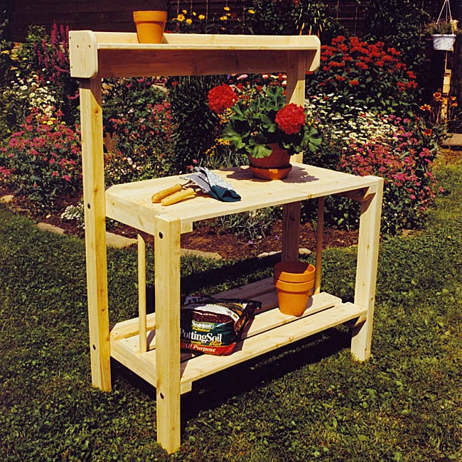 Rustic Adirondack Cedar Garden Potting Bench - Free 