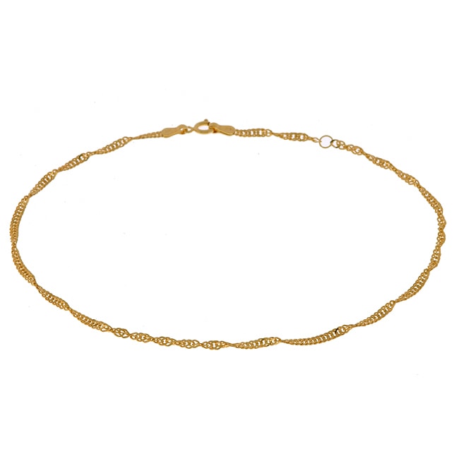 14 kt Yellow Gold Adjustable Singapore Anklet  