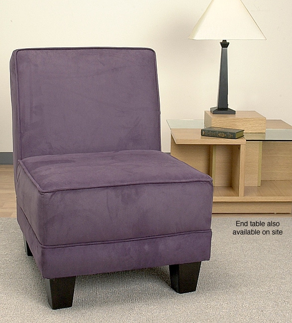 Welted Slipper Chair Sueded Eggplant  