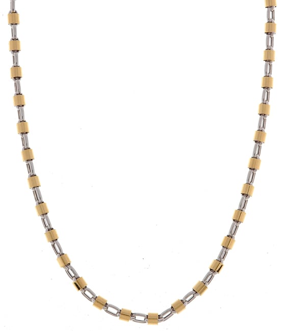 14k Two tone Gold 22 inch 4 mm Bullet Necklace  