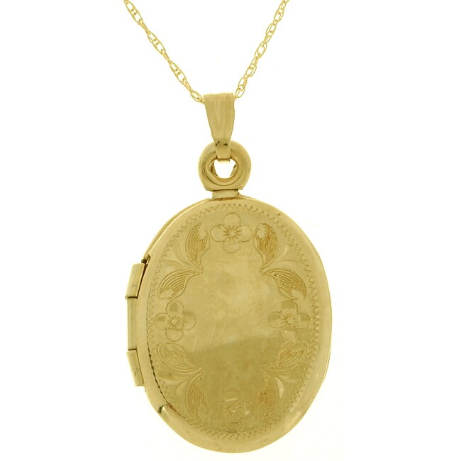 10k Gold Engraved Oval Locket  