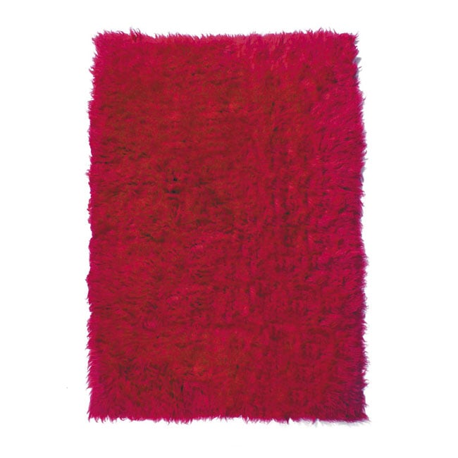 Super 2000 Gram Flokati Fuschia Wool Rug (7 x 10)