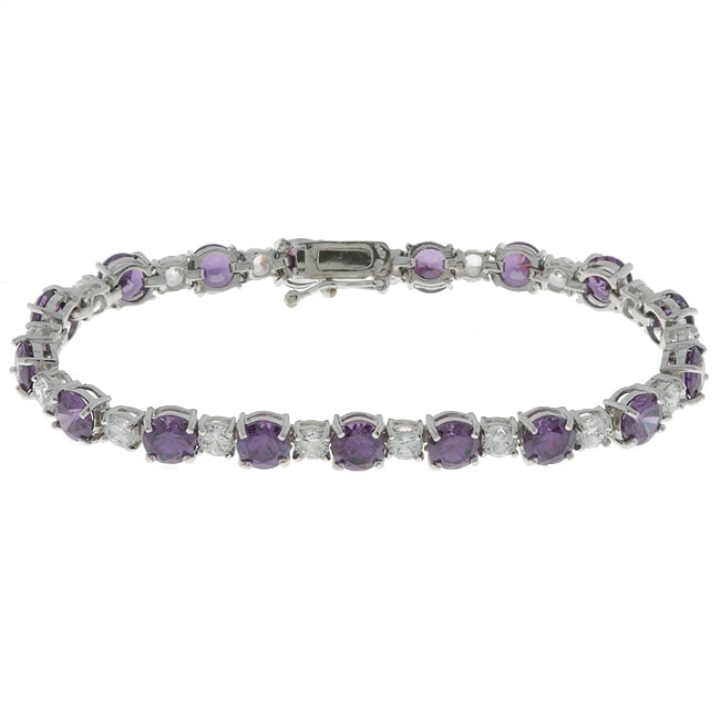 Icz Stonez Sterling Silver Purple and Clear CZ Bracelet Today $24.99