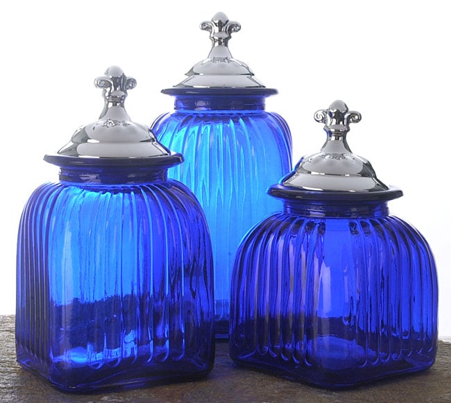 Classic Solutions 3-piece Blue Glass Canister Set - Free Shipping On