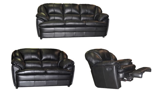 Black Leather Sofa, Loveseat, and Rocker/ Recliner  