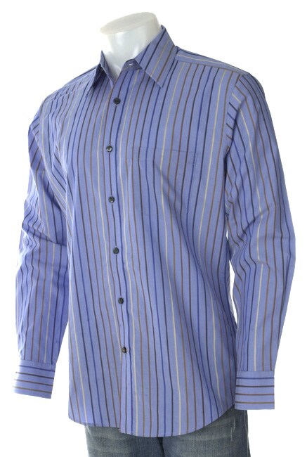 Nyne Men's Blue Stripe Sport Shirt - Overstock Shopping - Big Discounts ...