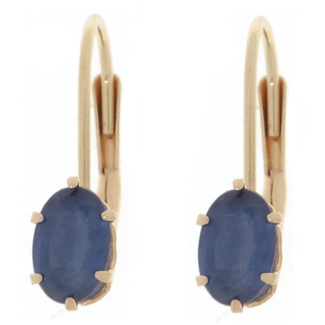 14k Yellow Gold Sapphire Leverback Earrings