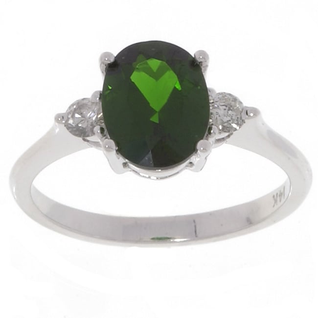 14k White Gold 1/4ctw Diamond Chrome Diopside Ring  