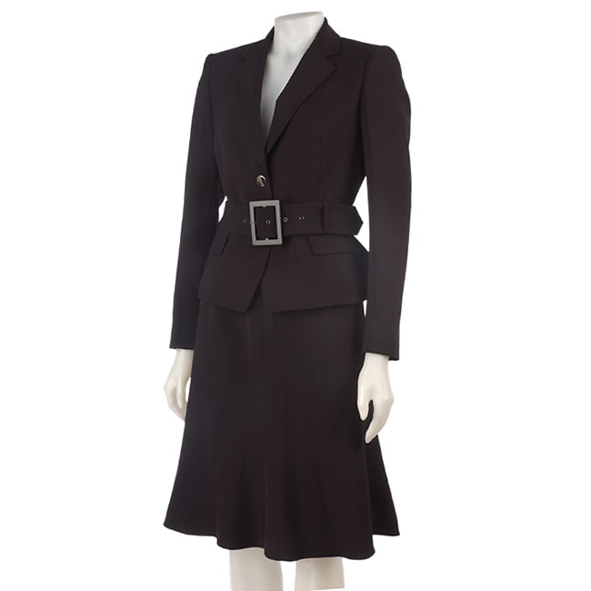 Anne Klein Two Button Black Skirt Suit - 10398246 - Overstock.com ...