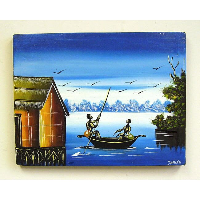 [Handmade] African Village Painting (Ghana) Free Shipping On Orders Over 45