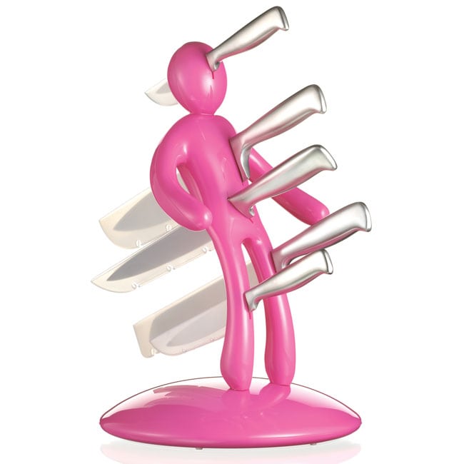 The Ex 5pc Knife Set with Unique Pink Holder designed by Raffaele 