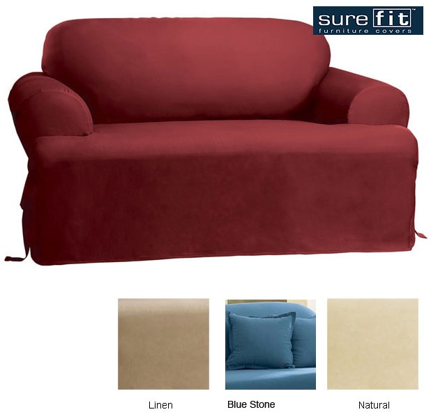 Sure Fit Cotton Classic T cushion Loveseat Slipcover  