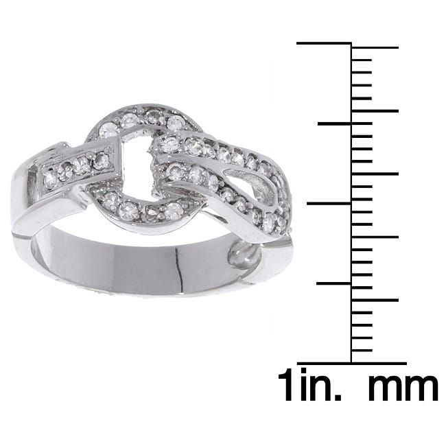 Sterling Silver CZ Buckle Ring  