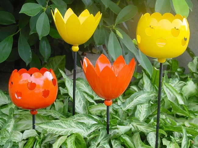 Flower Votive Outdoor Stakes (Set of 4)  