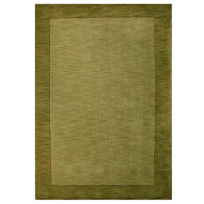 Hand tufted Olive Green Border Wool Rug (8 x 106)  