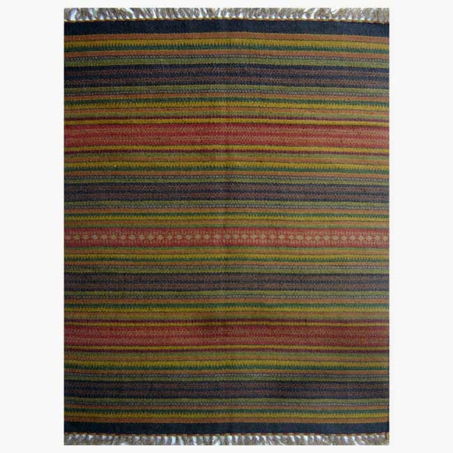 Hand woven Mandara Natural Living Jute Stripe Rug (79 x 106) Today