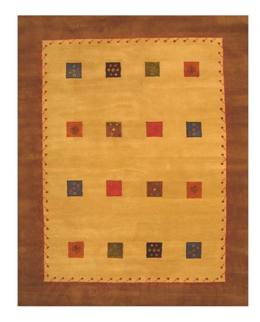 Hand tufted Mishra Gold Wool Rug (5 X 8)